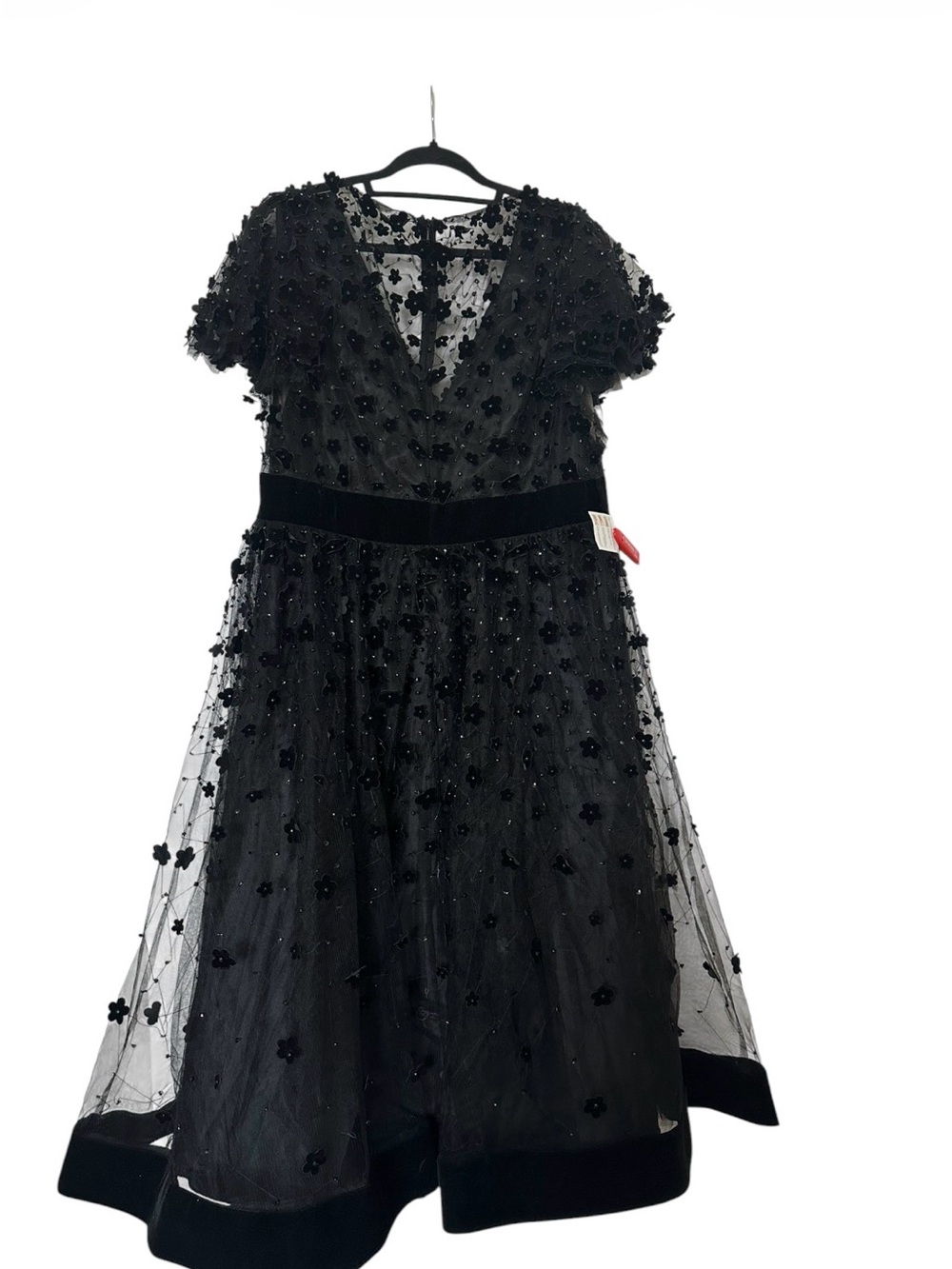 Mac Duggal embellished butterfly sleeve velvet hem midi dress - Picture 3 of 4
